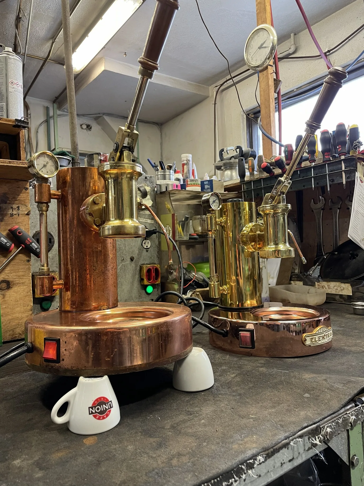 Copper espresso machine boiler and wiring