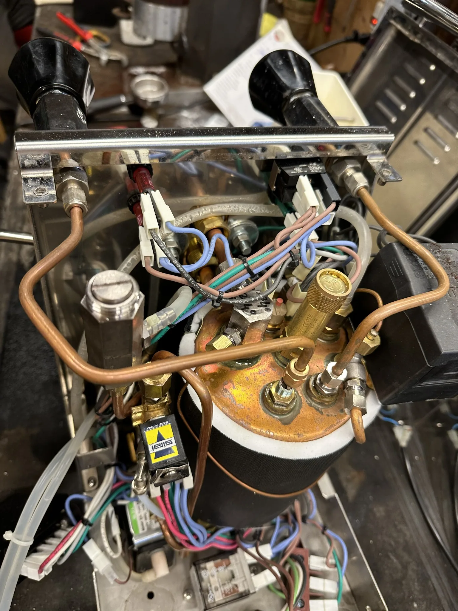 Espresso shot being tested after repair